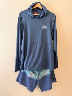 Quiksilver Swim Volley Board Shorts & UPF 50 Hooded Rash Guard Set